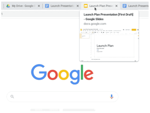 google tab preview