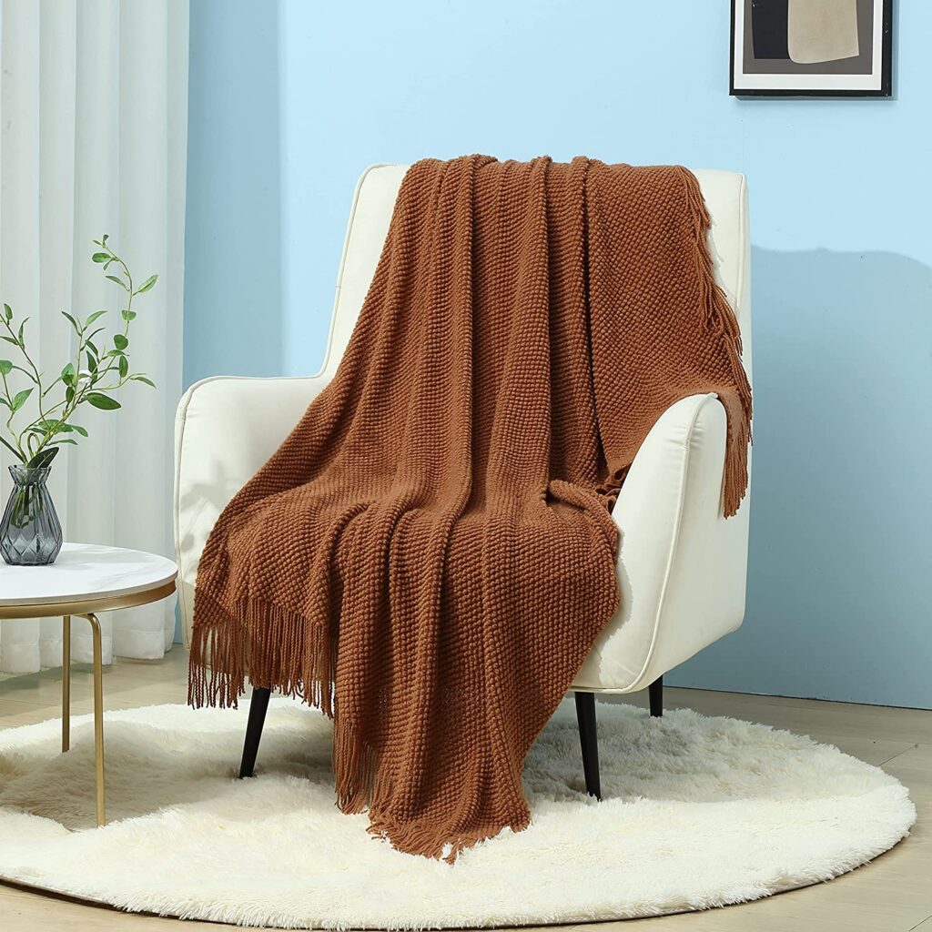 CREVENT Rustic Farmhouse Knit Throw - best amazon home decor