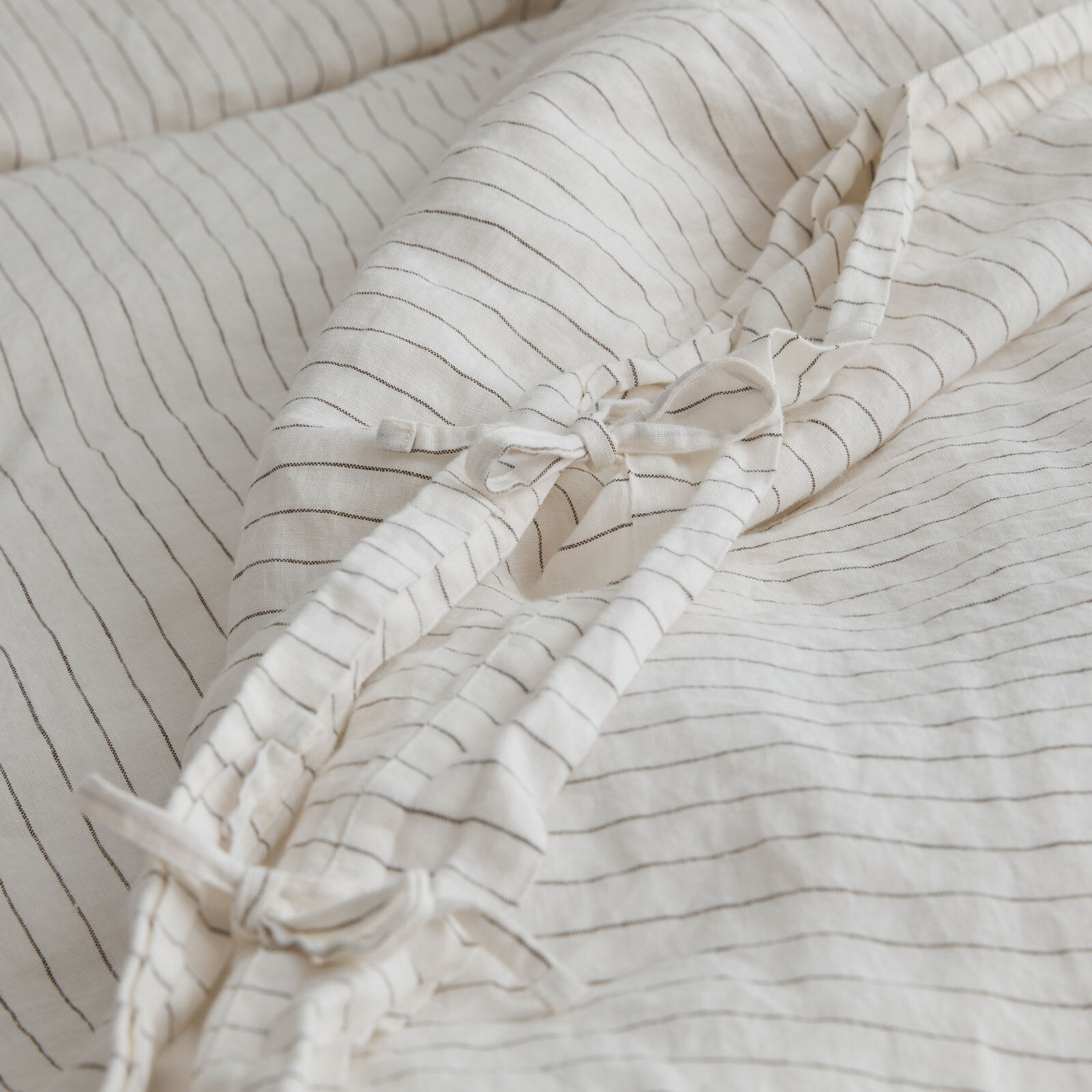 I Love Linen Olive Stripe Quilt Cover