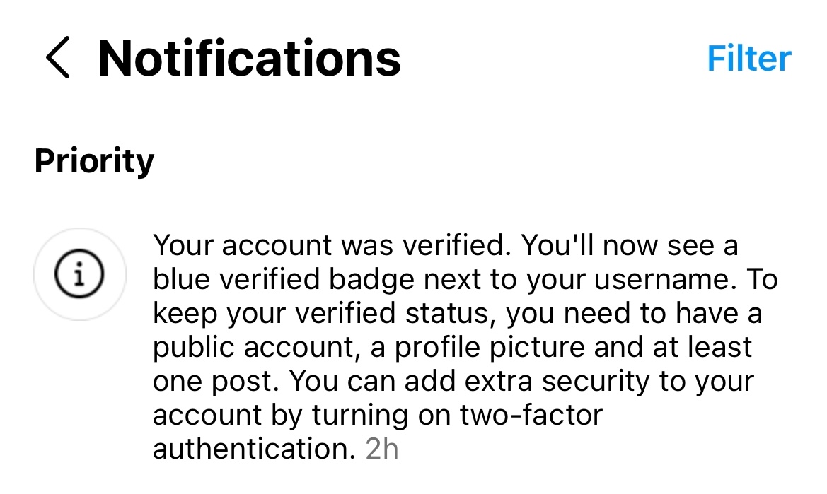 Instagram verification