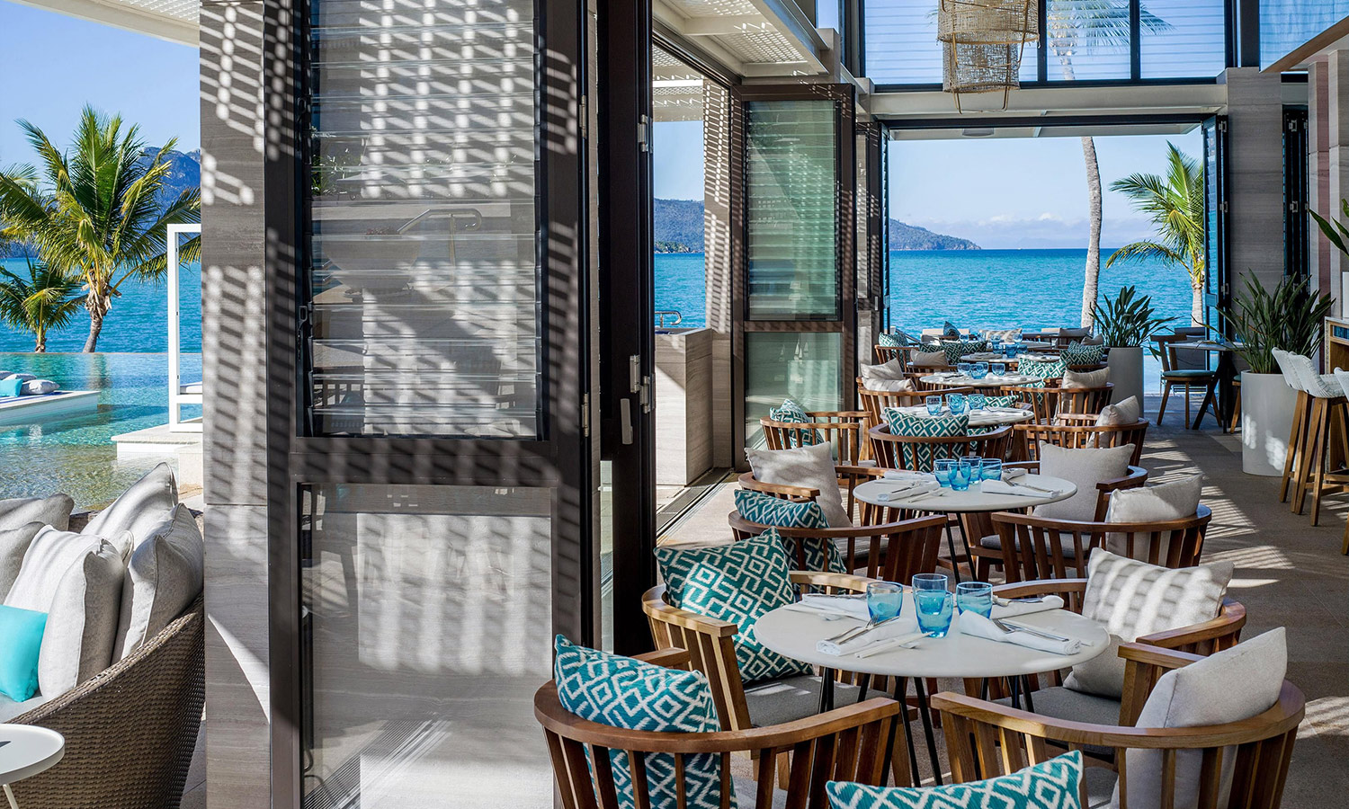 An image showing the seating in the restaurant at Hayman Island.