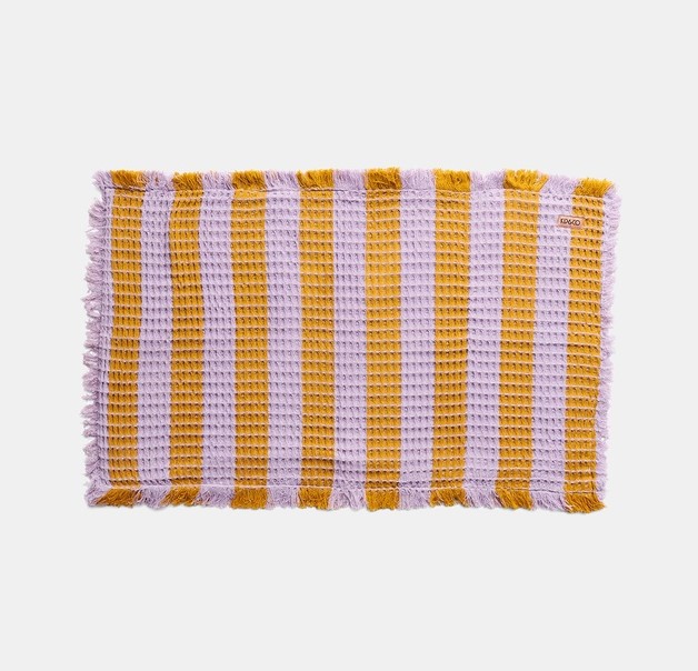 Kip & Co Lilac Mustard Waffle Bath Mat