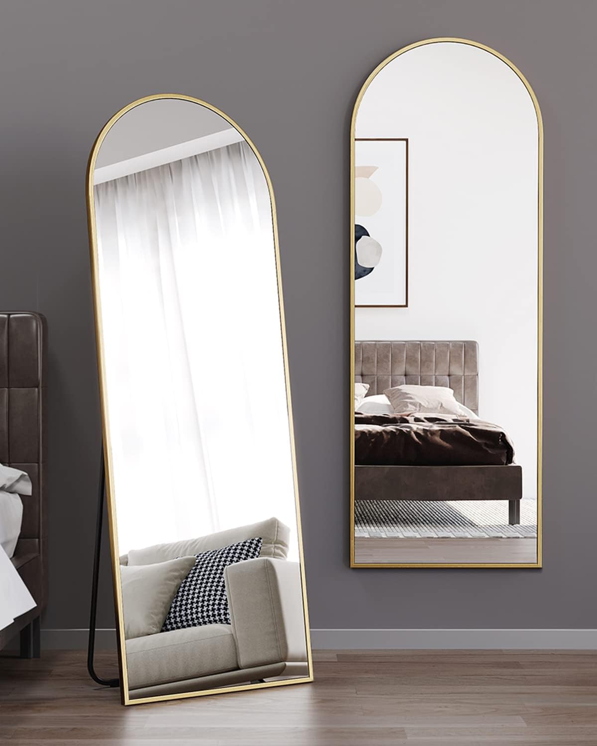 Gold arched mirror