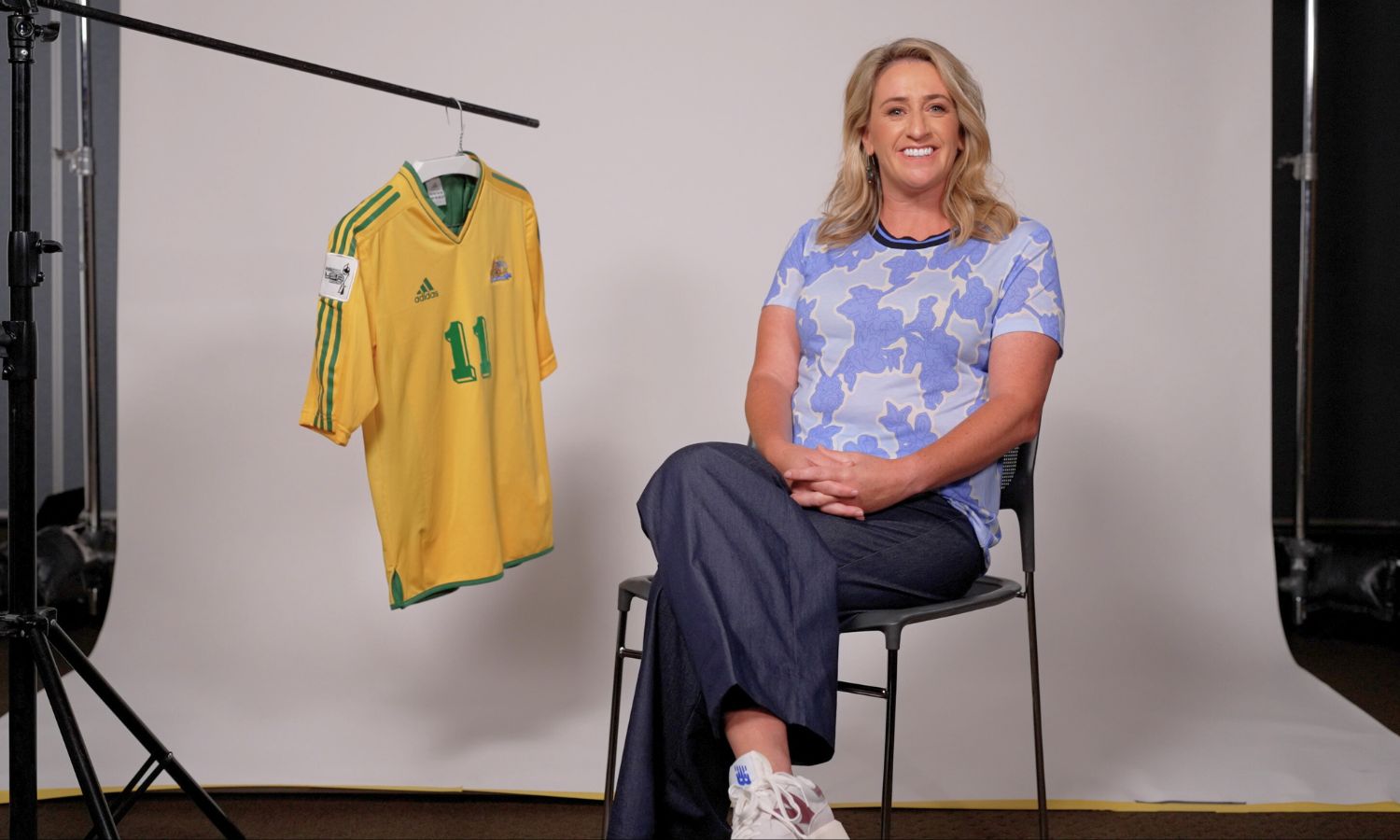 An image of Heather Garriock with her Matildas jersey