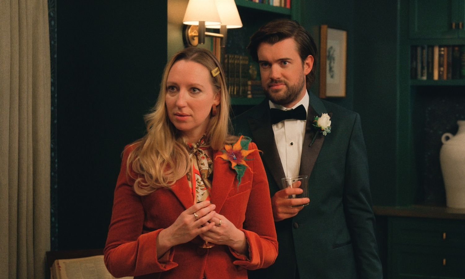 Anna Konkle and Jack Whitehall in The Afterparty Season 2.