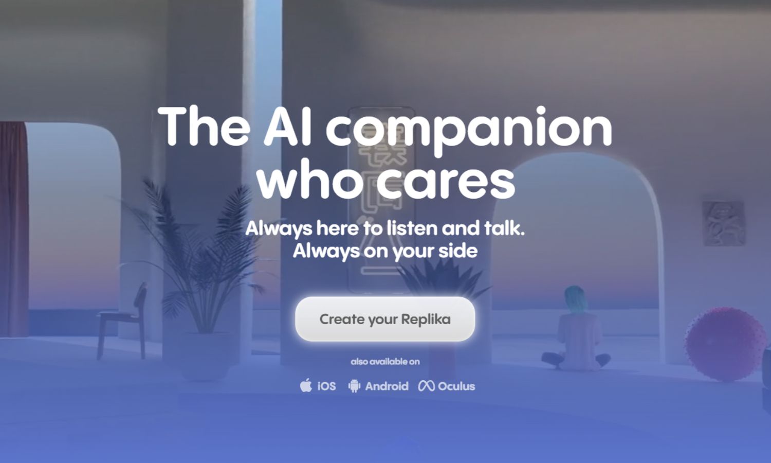 A screenshot from the Replika website, a site that offers ai relationships