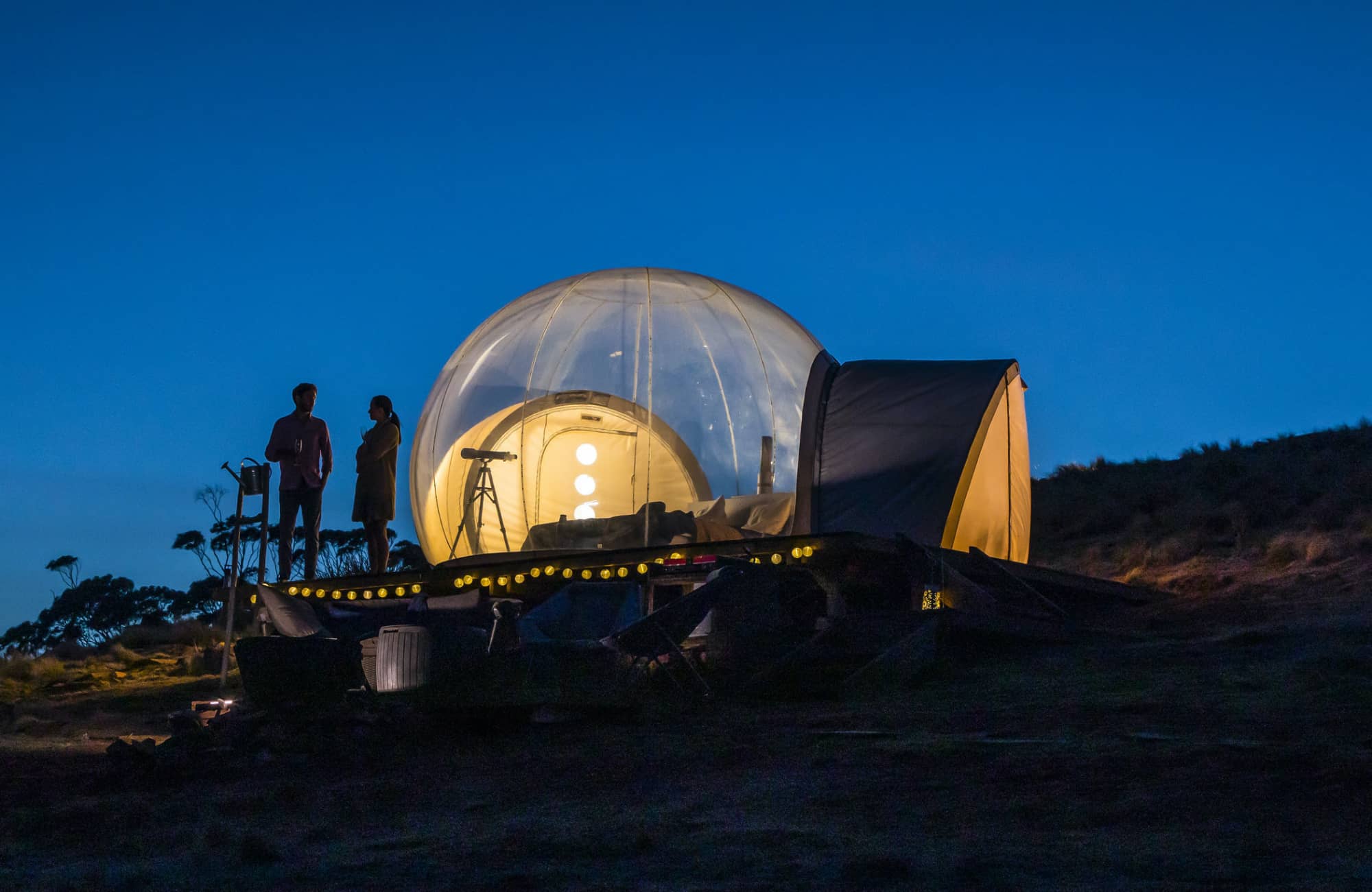 bubble tent on hill