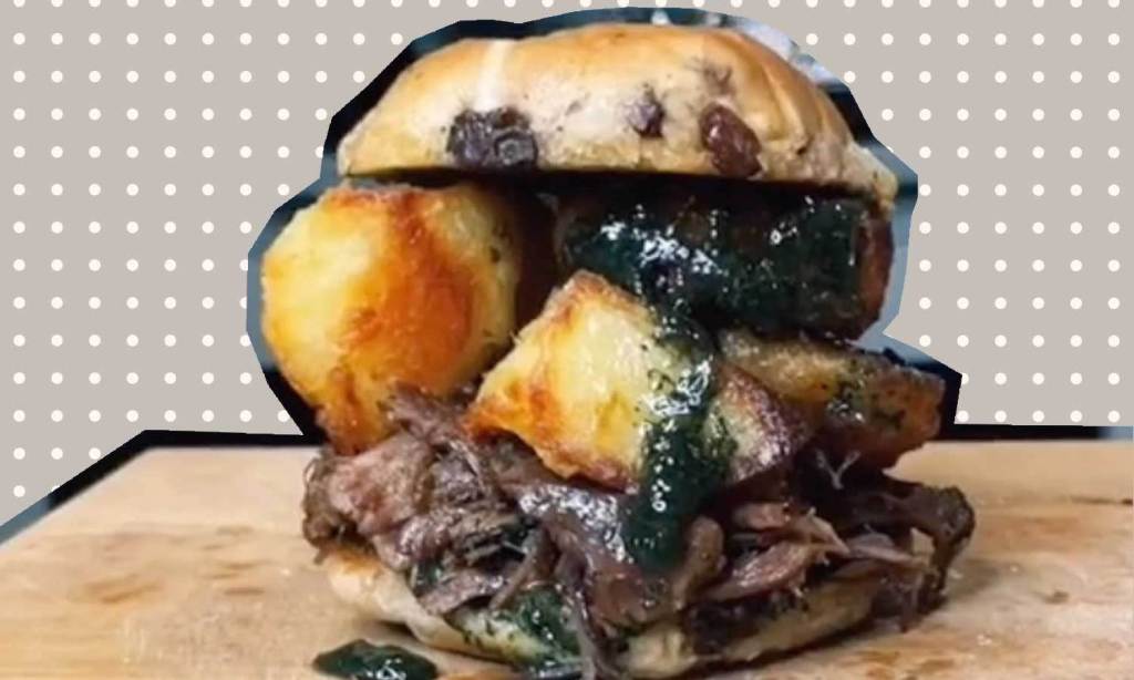 tiktok hot cross bun lamb burger