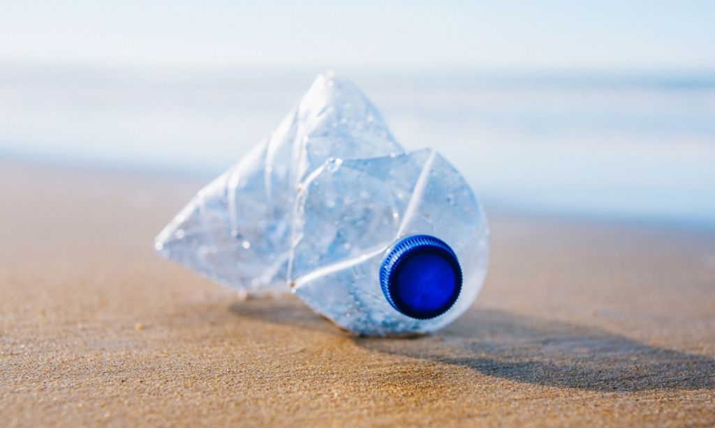 plastic trash on the beach