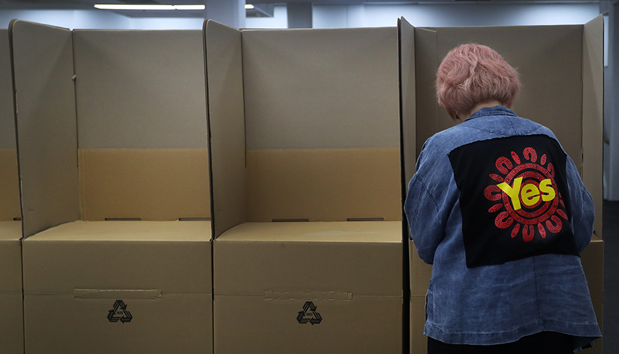 What is a Voice to Parliament? An elderly women votes.